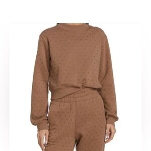 Generation Love Julie Crystal embellished pullover sweatshirt in mink